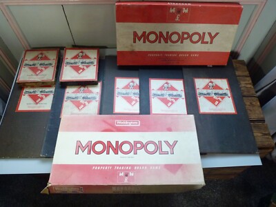 RESTPOSTEN VINTAGE WADDINGTON MONOPOLY BRETTSPIELE, 4 SETS UND 5 BRETTER
