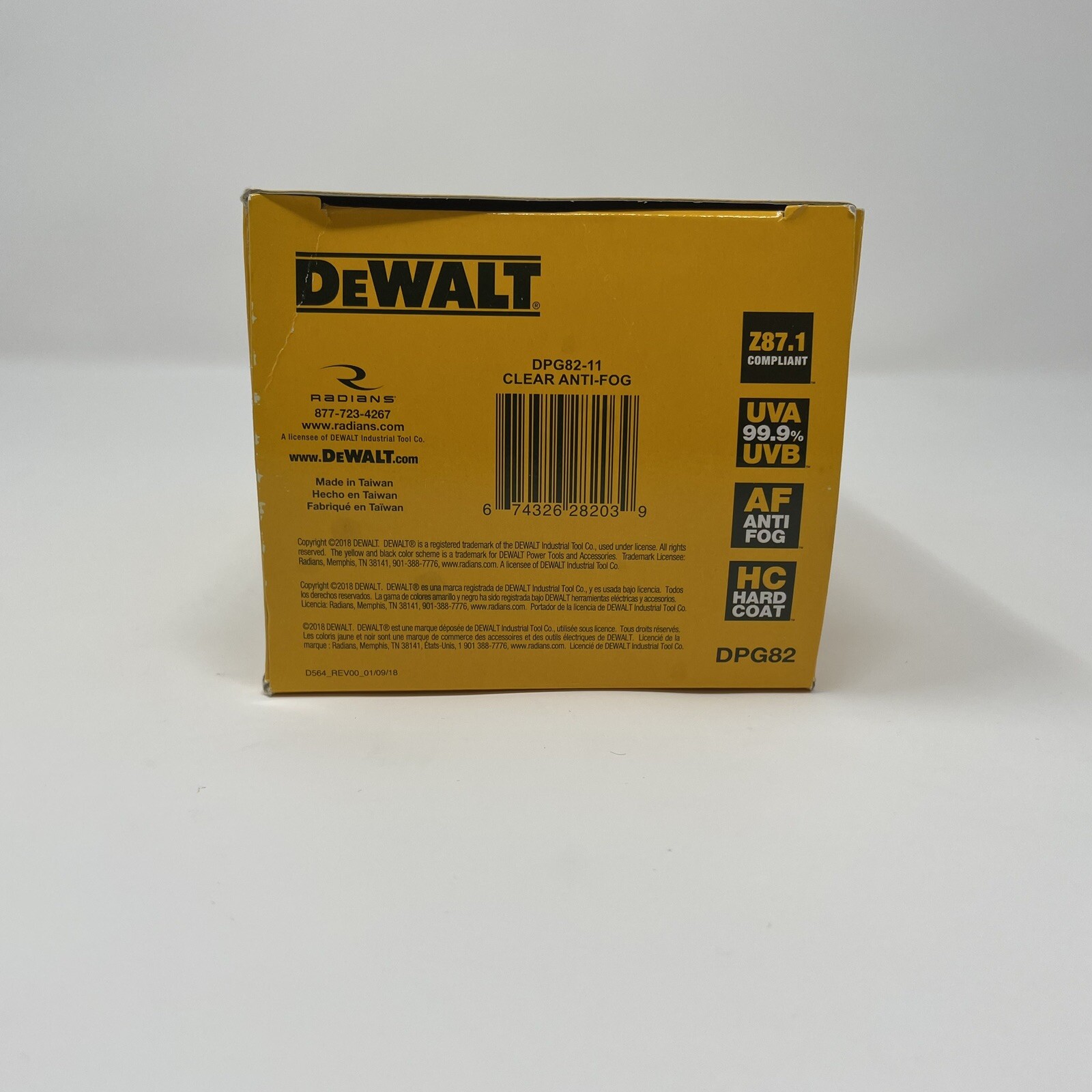 Dewalt DPG8211 Concealer Clear AntiFog Dual Mold Safety Goggle