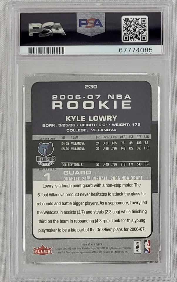 2006-07 Fleer Rookies Kyle Lowry #230 Rookie RC PSA 10 GEM ESTADO PERFEITO - Imagem 2 de 2