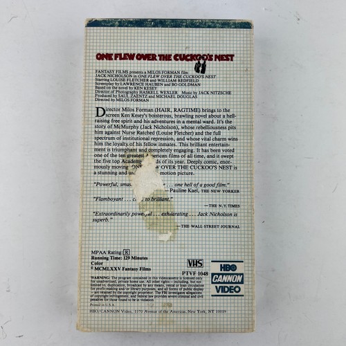 One Flew Over The Cuckoo's Nest VHS Video HBO Cannon Edition - Picture 2 of 2