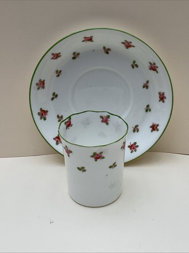 A delicate Crown Staffordshire antique straight cup and saucer Early 20th C. A/F - Picture 2 of 8