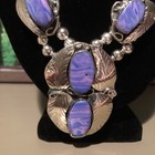 Native Jeweler Genuine polished Mohave(Mojave) Turquoise Squash Blossom Necklace — photo 2