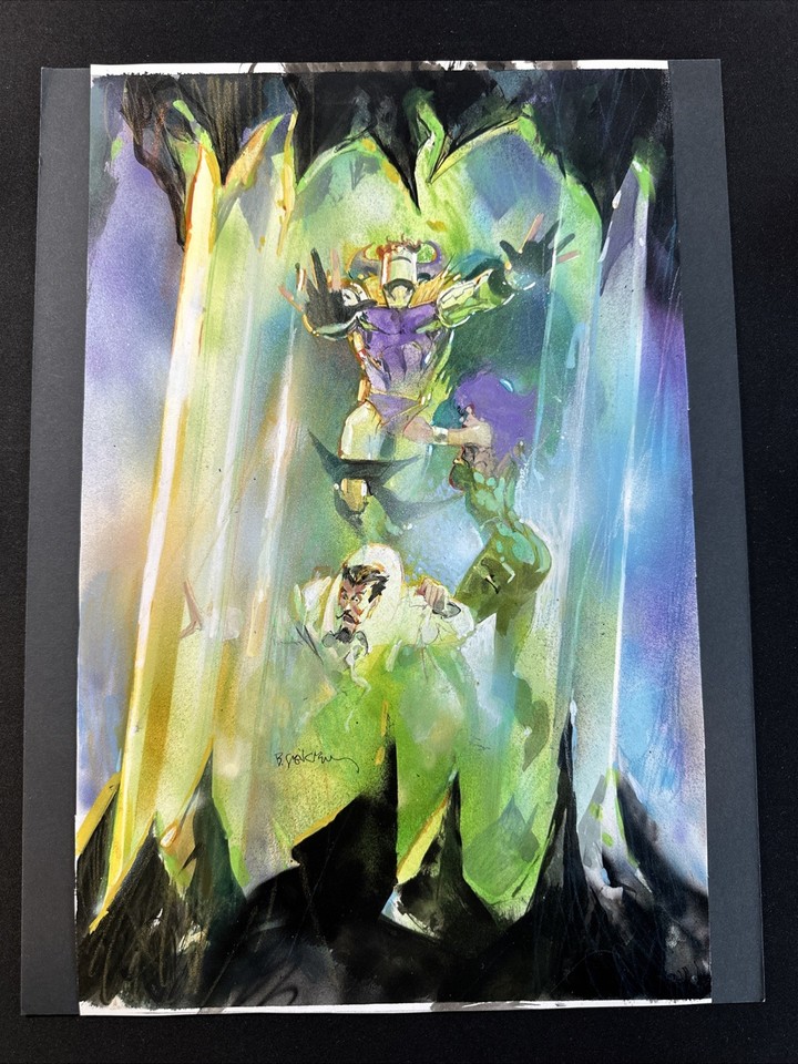 Bill Sienkiewicz original Comic art Painting Dr Strange Dr Polaris 16x 10 Signed Comic Art