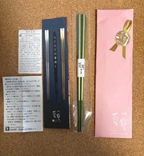 Chopsticks Ginza Natsu Echizen ware artisan for women upened green silver