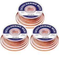 Solder Wick Braid & Sucker Set, 10ft No-Clean Desoldering Tool, 3 Pieces