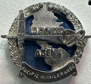 1959 Lockheed Agena Missile 100th Launch Pacific Missile Range Blue Silver Pin