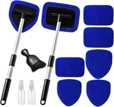 11pcs Windshield Cleaner Tool, Car Window Cleaning Wash Kit with 6 Reusable Micr