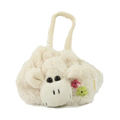 INWARE Tasche Lämmchenbeutel weiß mit Blumen 17 cm Plüschtasche Plüschschaf