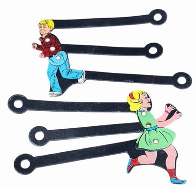 The Kenner Kids Boy Girl Action Slide Puppets for Vintage Super Show Projector