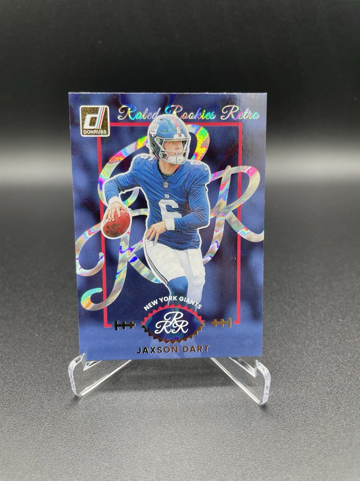 2025 Panini Donruss Jaxson Dart Rated Rookie Retro RC #1 New York Giants