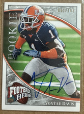 2009 Upper Deck Football Heroes Silver 001/199 Vontae Davis #172 Auto Bookend
