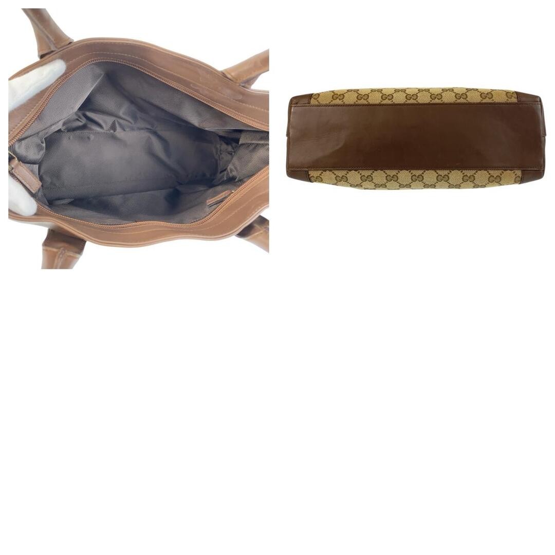 Gucci GG Canvas Leather Tote Bag Brown Beige Gold Hardware Used thumbnail 4