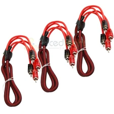 3 Pack 3 Ft RCA Cable OFC Interconnect DS18 R3 Competition Rated Performance Red