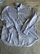 David Donahue Men’s Dress Shirt 16.5 36/37 Blue 100% Cotton Long Sleeve Button