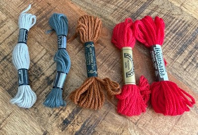 DMC & PERSIAN Tapestry Yarn Lot of 5 Skeins 100% Virgin Wool Assorted Colors