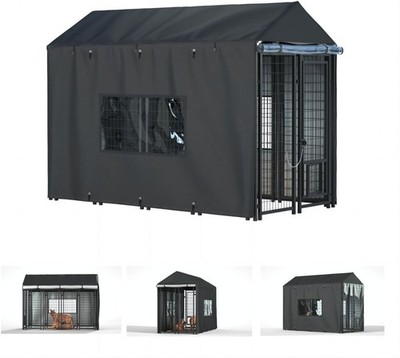 Outdoor Dog Kennel Cover Full Coverage Fleece Lined