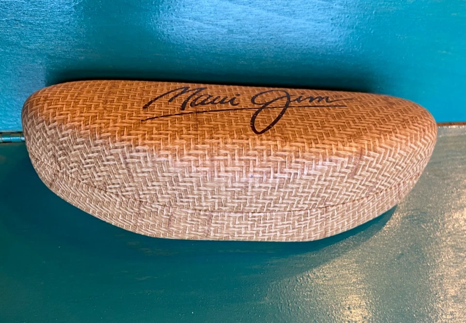 Estuche para gafas de sol Maui Jim solo imitación bambú cesta tejido cubierta dura Foto 3 de 4