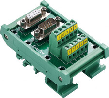 DB9 Male/Female D-SUB Din Rail Mount Interface Module, RS232 Serial Green