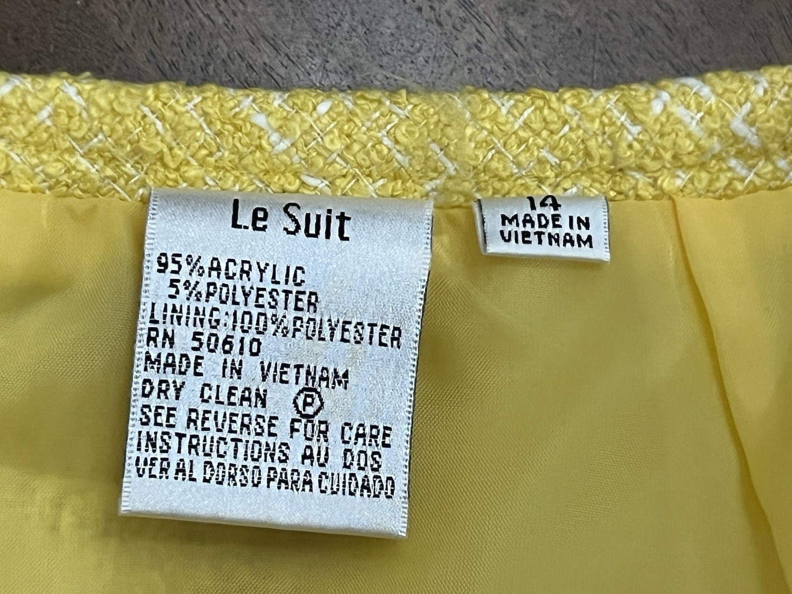 Vintage Le Suit Skirt Suit Size 14 Yellow Boucle Clueless Mean Girls Old Money