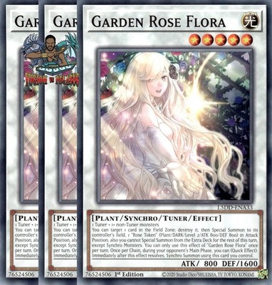 Yugioh! 3x Garden Rose Flora L5DD-ENA33 Common 1st Ed NM