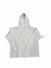 Full Zip Hooded White Women's Hoodie Sweatshirt Solid Long Sleeve size 2XL