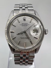 Vintage 1963 Rolex Oyster Datejust 1601 Stainless Steel 14K Gold Bezel Fluted