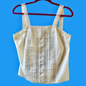 DEENA Vintage Ivory Cami Camisole Top Lace Both Sides Womens size 32