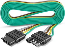 4 Pin Trailer Connector Harness Extension 80 Inch, 16AWG 4 Way Trailer Plug Flat