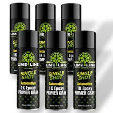 LiME LiNE 1K Epoxy Primer Aerosol Spray Paint - Bare Metal Adhesion -  Pack of 6