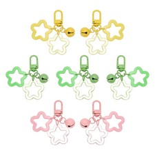 Star Keychain, 7 Pcs Candy Color Acrylic Pentagram Keychain, Green/Yellow/Pink