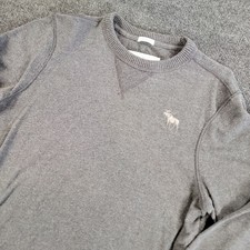 Abercrombie  Fitch Gray Mens SZ XL Muscle Sweatshirt/Sweater Moose Logo Preppy