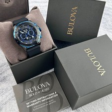 BULOVA Marine Star Men's 44mm Chronograph Quartz Watch Black Dial-98B308