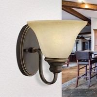 Wandleuchte Anabell In Bronze Antik Creme Glas Landhaus Lampe Flur Wohnzimmer