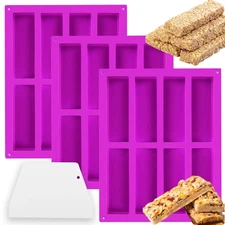 8-Cavity Silicone Granola Bar Molds Rectangle Baking Mold for Baking Chocolate