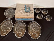 Vintage Federal Glass-Snack Lunch Set Homestead Wheat
