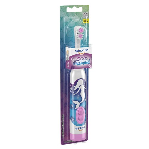 Mermaid Spinbrush Kids Electric Toothbrush Battery-Powered Soft Bristles Ages 3+ - Picture 2 of 6