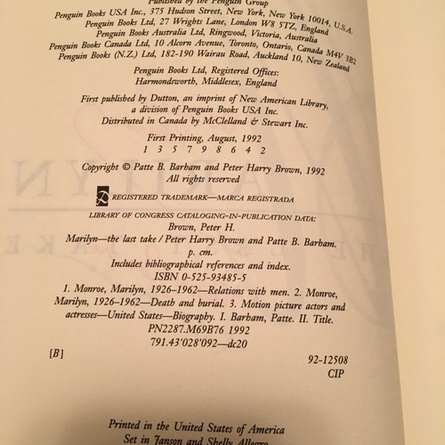 MARILYN: THE LAST TAKE Brown & Barham 1992 1st Printing SIGNED by Both Authors - Picture 12 of 15