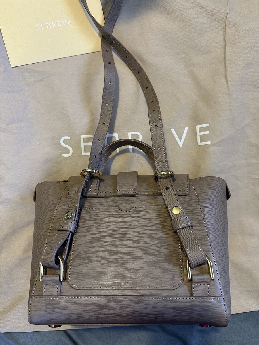 Senreve Taupe Leather Midi Maestra Satchel convertible backpack Senreve Mini Maestra Pebbled Leather Convertible Backpack  main image 4
