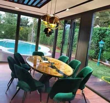 Oval Green Epoxy Resin Table Top Decor Loved Ones Gifts Unique Gifts Decorates