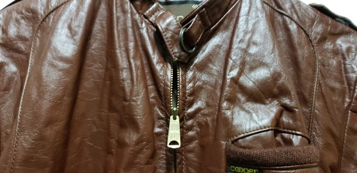 Chaqueta de carreras de cuero genuino marrón vintage Cooper para hombres talla 40 hecha en EE. UU. - Imagen 3 de 5
