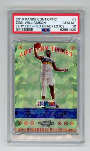 2019 Contenders Optic Lottery Ticket Red Ice Prizm Zion Williamson PSA 10