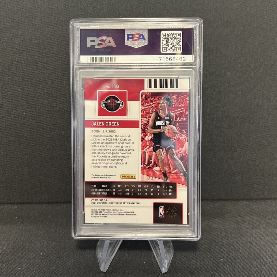 2022 Contenders Optic Basketball Jalen Green Orange Auto /25 PSA 10
