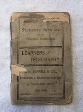 1895 Telegraphy Catalog - Abridged Manual by J.H. Bunnell & Co. (14th Ed.)!