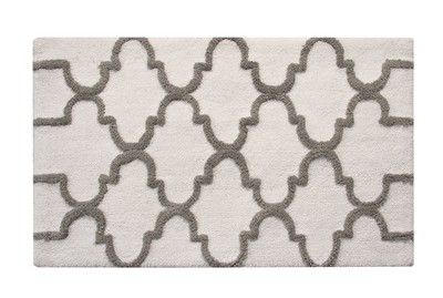 Bath Rug 100% Soft Cotton, Size 50x30 Inch, Latex Spray Non-Skid Backing, Whi...