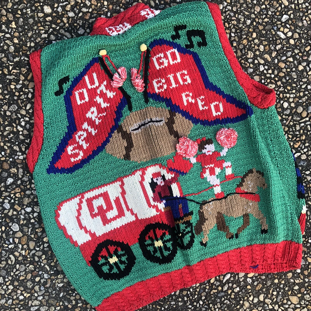 Vtg Hand Knit Undefeated Oklahoma University Sooners OU Ugly