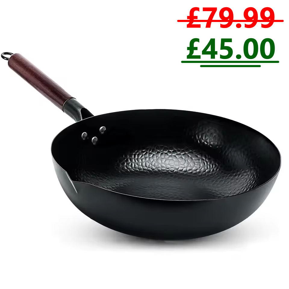 Hxankit 12-Inch Carbon Steel Wok – Non-Stick, Pre-Seasoned, Works On All Stoves (Gas, Induction, Electric) - View #5