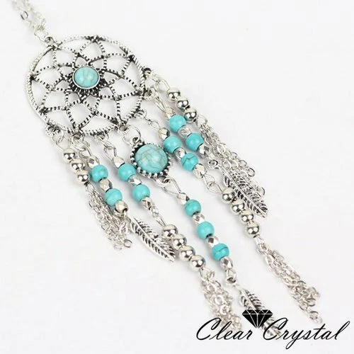 Nuevo collar de cuentas de turquesa estilo vintage de oro blanco relleno e imitación para mujer Foto 4 de 4