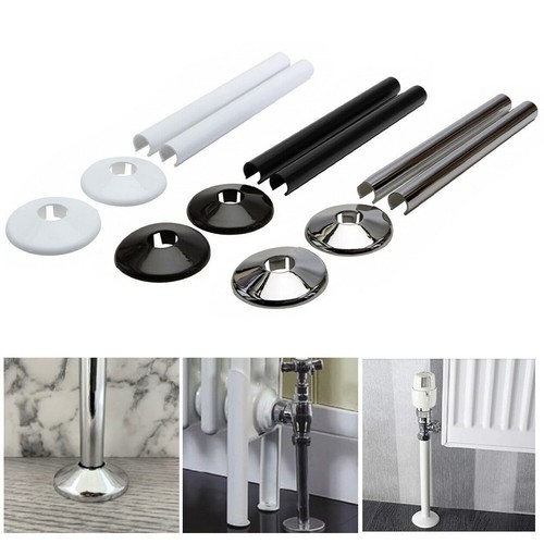 Easy Installation Chrome Radiator Pipe Sleeves Set of 8 Fits 15mm Pipes - Picture 21 of 59