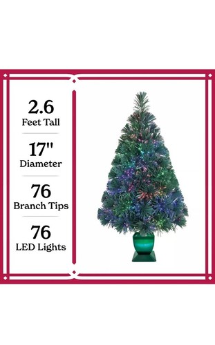 Holiday Time Prelit LED Fiber Optic Spruce Artificial Christmas Tree 32'' Green - Picture 3 of 5