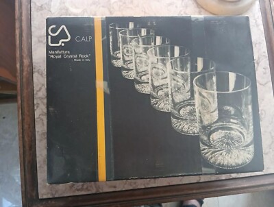 Set: 6 Royal Rock 24% Lead Crystal Glasses Italy CALP 6 Bicchieri Alaska N2 NEW!